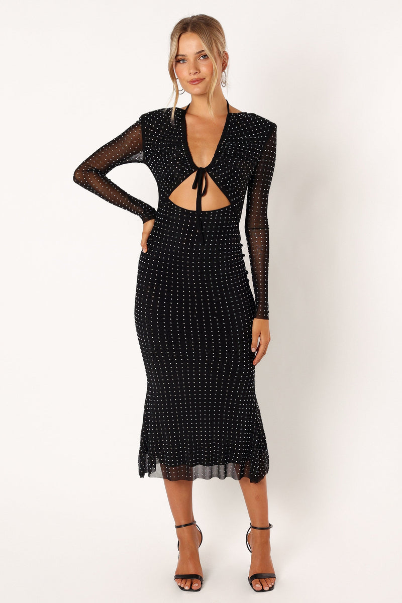 Salvatore Long Sleeve Midi Dress - Black